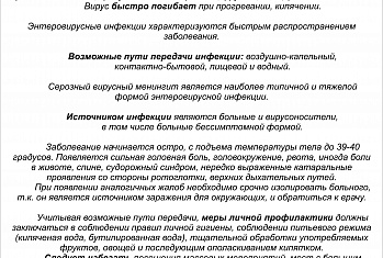 Памятка по энтеровирусным инфекциям